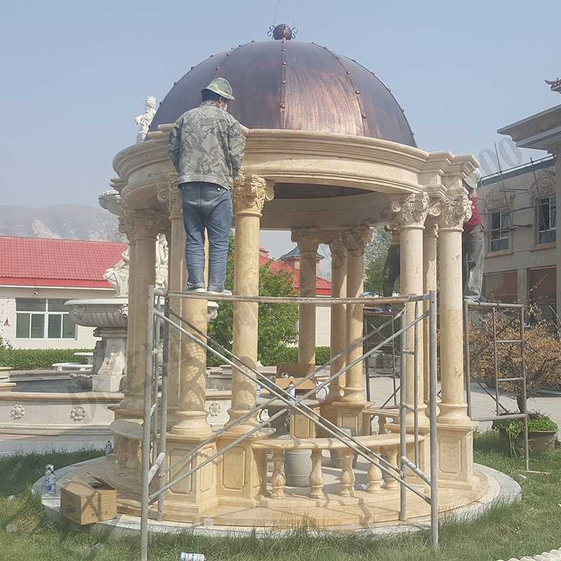 歐式大理石涼亭，石雕柱子亭子，石材景觀涼亭