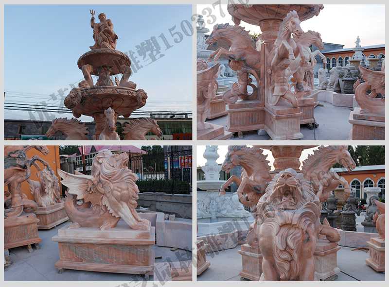 大理石景觀噴泉，石雕噴泉廠家，歐式人物動物噴泉