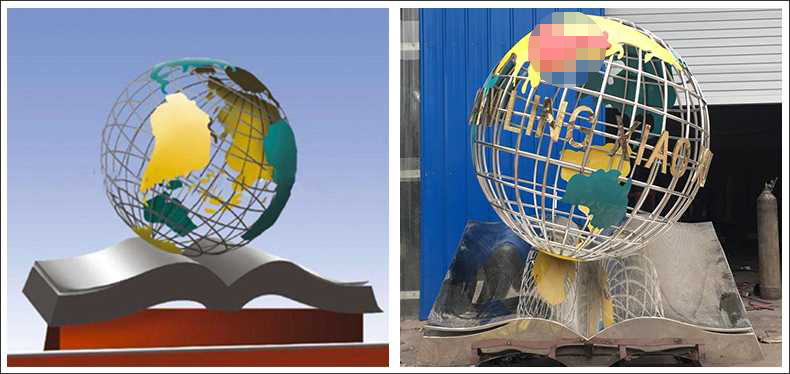 不銹鋼地球，景觀地球雕塑，學(xué)校地球儀擺件