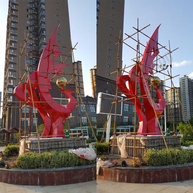 大型不銹鋼景觀雕塑，室外大型景觀雕塑，廣場(chǎng)不銹鋼標(biāo)志