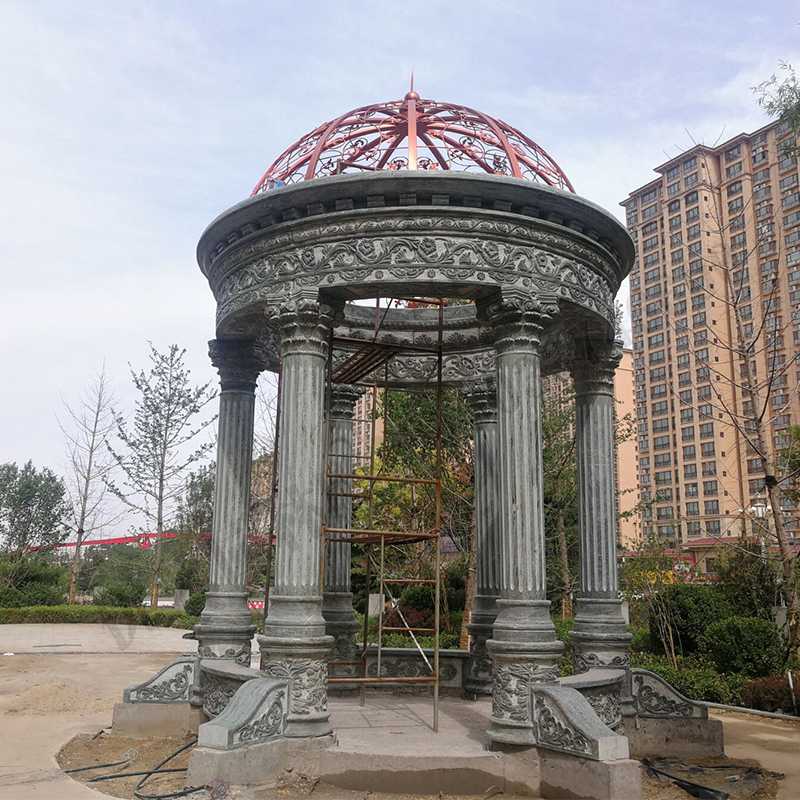 歐式景觀涼亭，小區(qū)花園休息亭子，石雕景觀亭子，綠色景觀涼亭1.jpg
