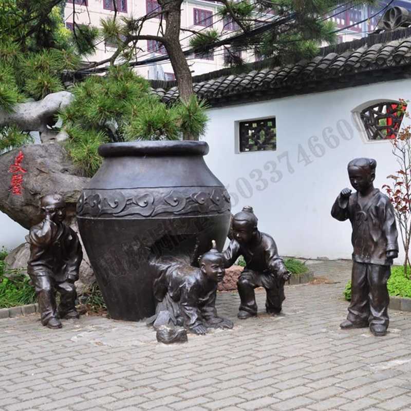 銅小孩雕塑，兒童銅雕塑