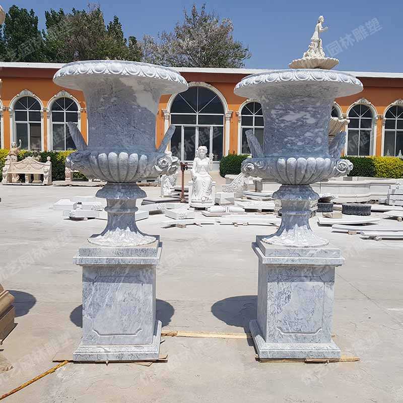 石雕花盆，大理石花盆