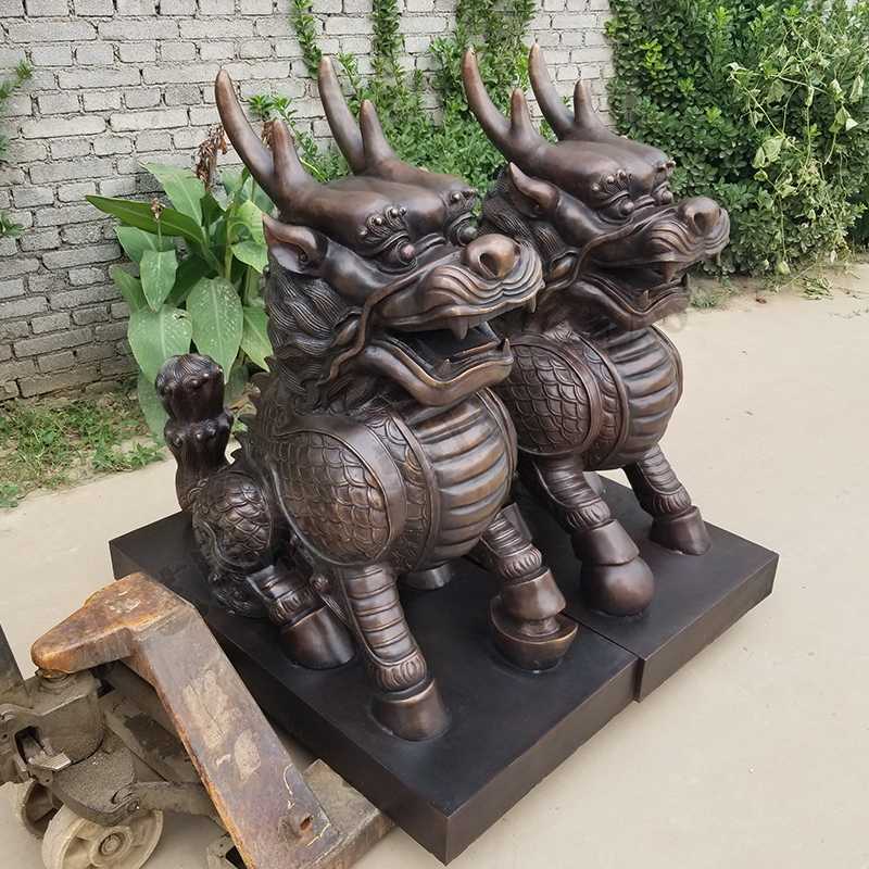 銅麒麟雕塑，銅麒麟擺件，鎮(zhèn)宅風(fēng)水麒麟