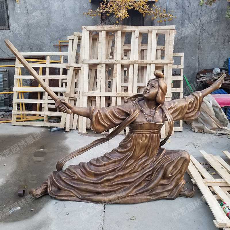 銅舞劍人物雕塑，古代銅人物雕塑
